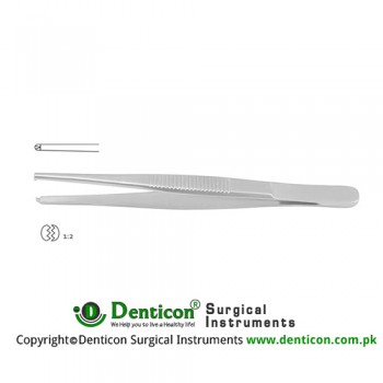 Standard Pattern Dissecting Forceps 1 x 2 Teeth Stainless Steel, 11.5 cm - 4 1/2"